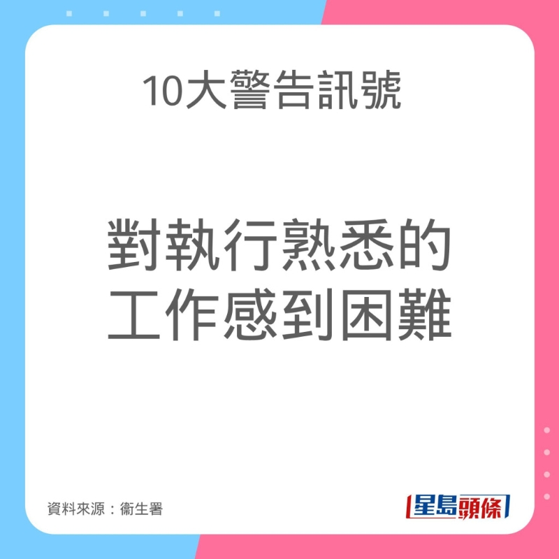 認知障礙癥（腦退化癥）10大警告訊號