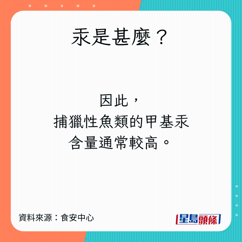 食安中心解釋汞（俗稱水銀）的特性及對人體的影響。