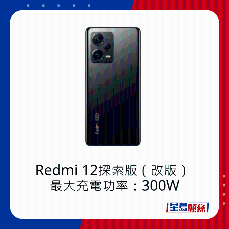 Redmi 12探索版（改版）最大充電功率300W。