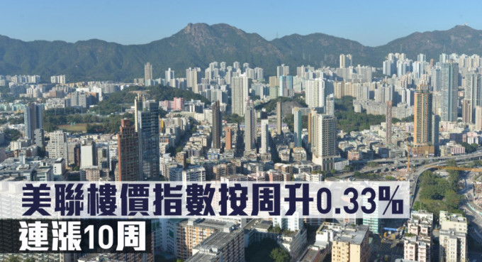 美聯樓價指數按周升0.33%。