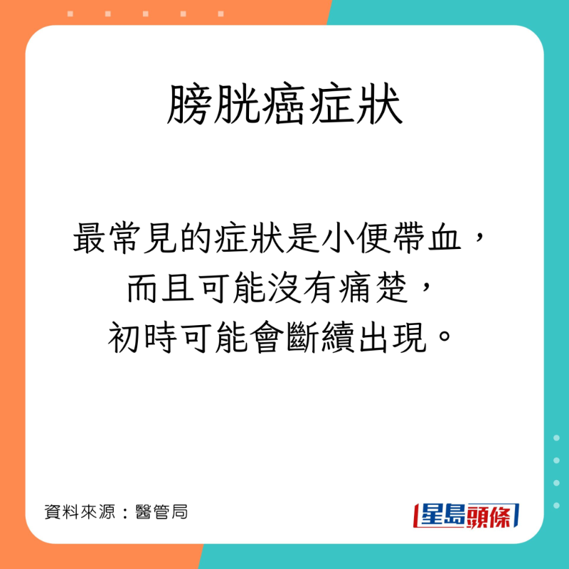 醫管局分享膀胱癌的癥狀。