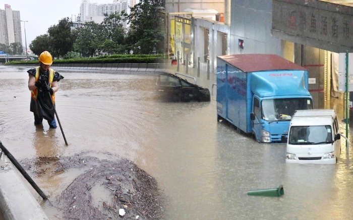 世紀暴雨后，香港多區出現滿地泥濘。