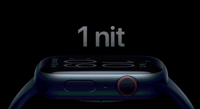 Apple Watch Series 9屏幕亮度可以調低至1nit。