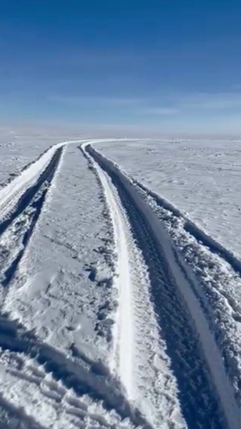 拉姆齊夫婦在雪地留下的胎痕。