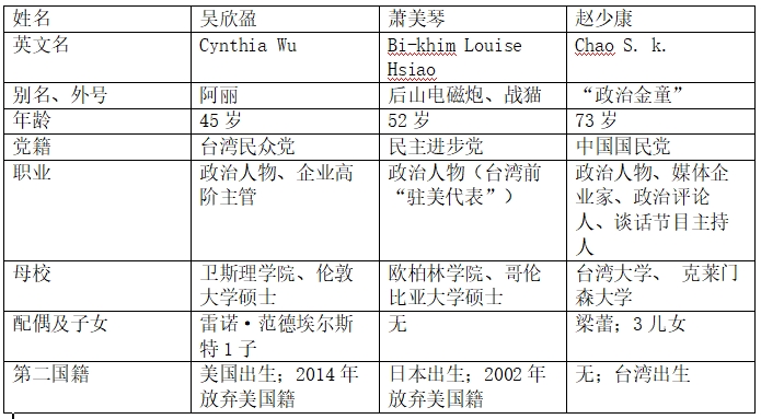 三黨副領導人候選人檔案