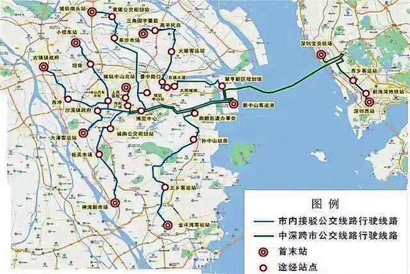 深中跨市公交計劃開通2條線路。