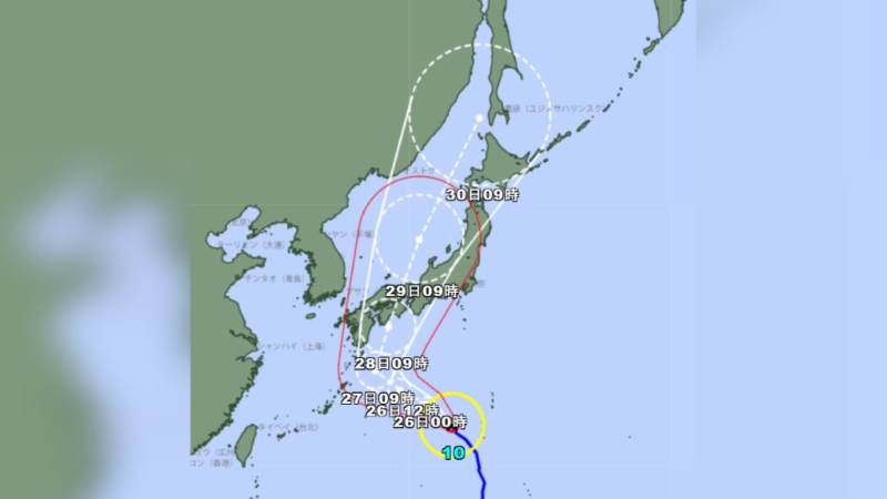 有日本氣象專家提醒民眾，要在8月26日前做好防風(fēng)準備。 （日本氣象廳）