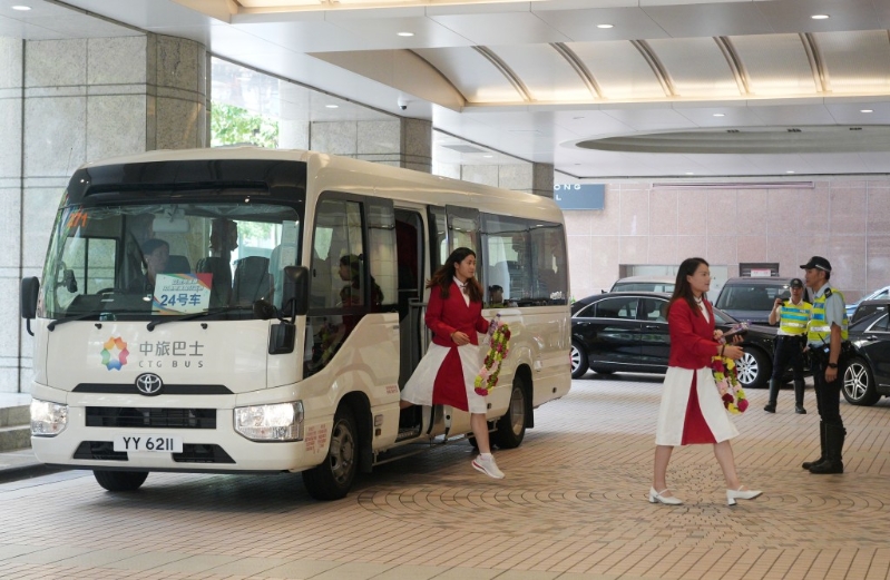 巴黎奧運會內地奧運健兒代表團抵尖沙咀海景嘉福酒店。