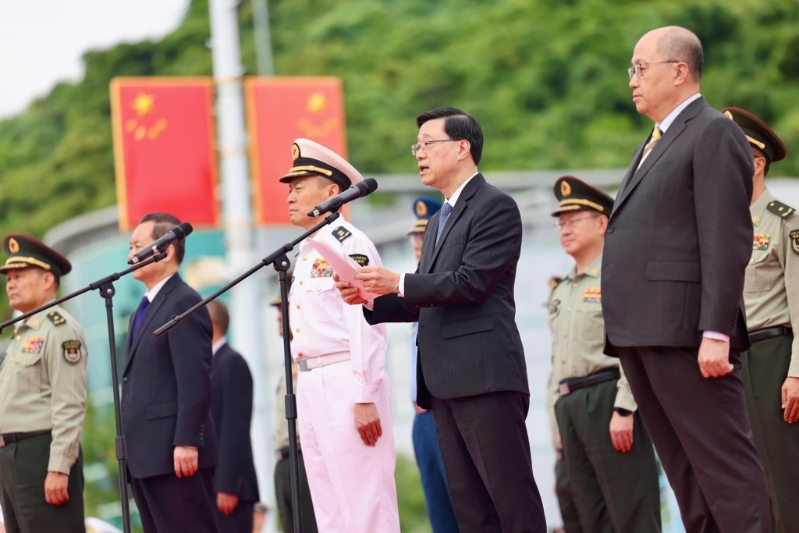 李家超致辭時提到，相信編隊的訪港活動，將讓香港社會更了解海軍建設和發展的成就。