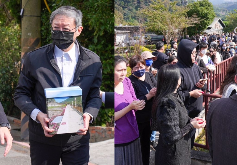 瓊瑤陽明山花葬，兒子陳中維手捧骨灰，百位粉絲相送。